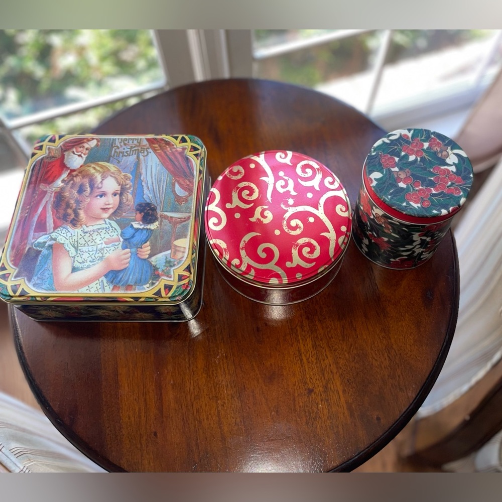 Set of THREE vintage cookie tins